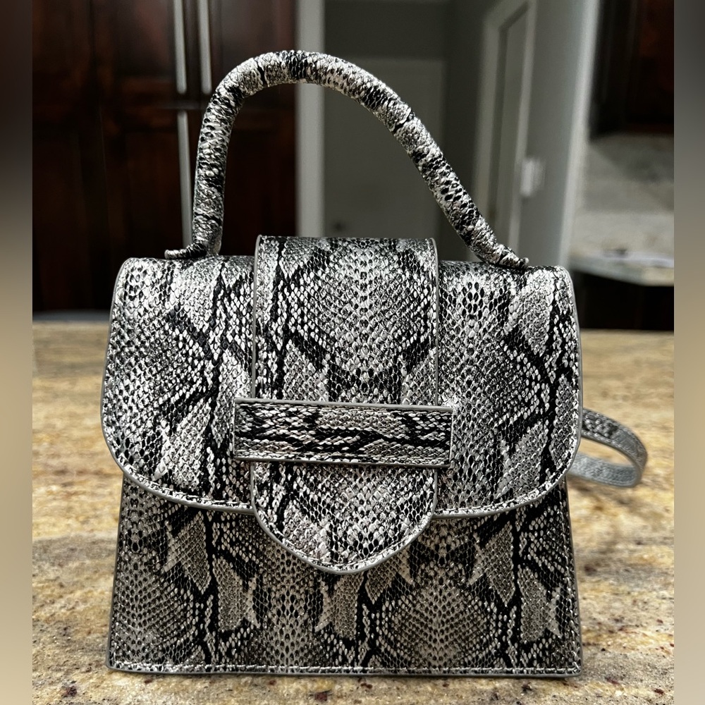 Silver and black clutch